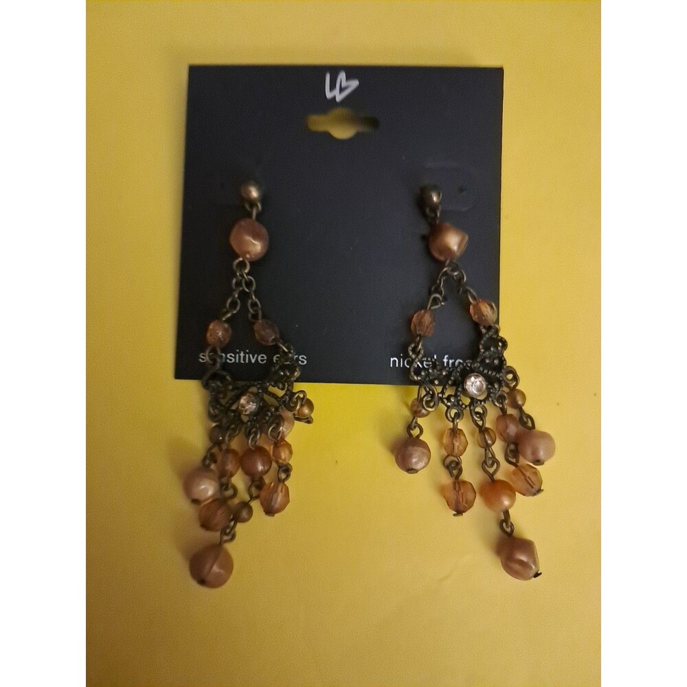 Earthtone Lane Bryant Beaded Drop Earrings NWT